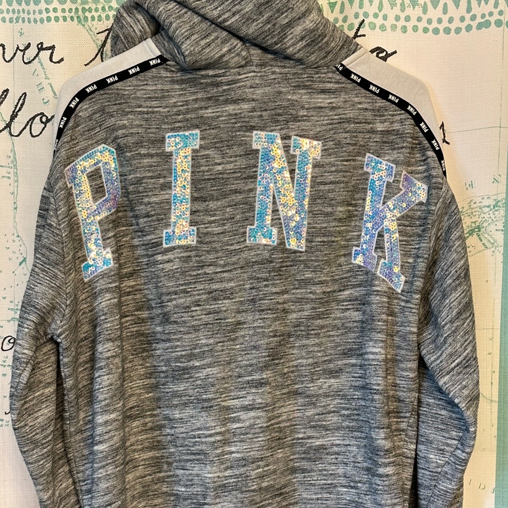 Victoria’s Secret PINK Logo Sequin Bling Zip Hoodie Jacket Women’s MEDIUM set